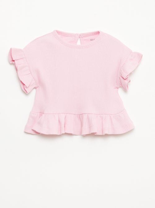 Geribd T-shirt met volantranden - Kiabi