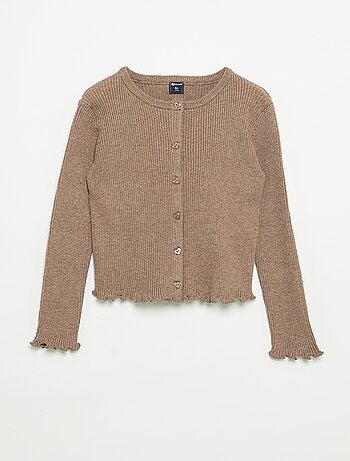 Geribd vest met lange mouwen