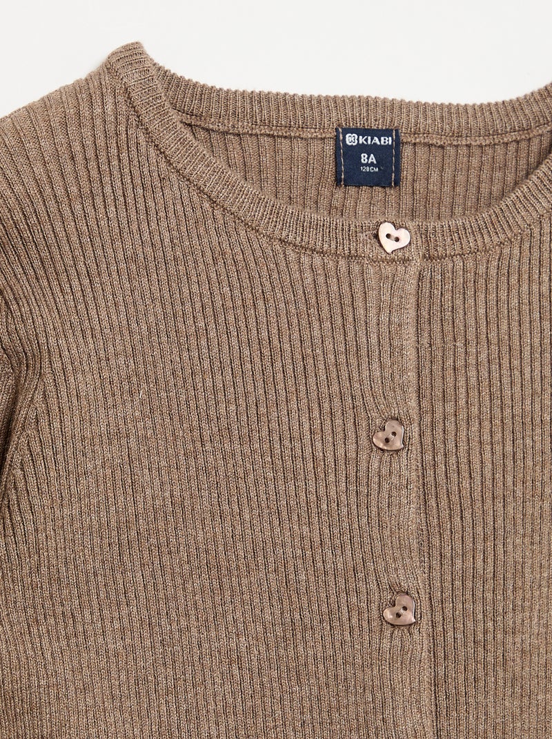 Geribd vest met lange mouwen Biege - Kiabi