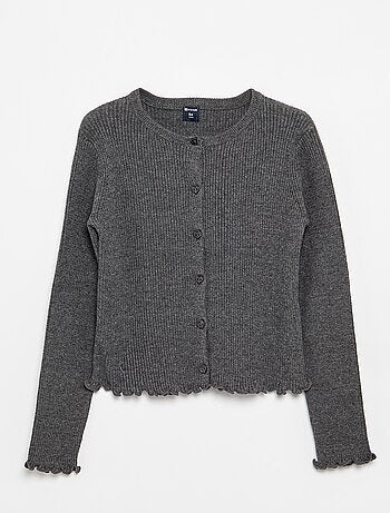 Geribd vest met lange mouwen