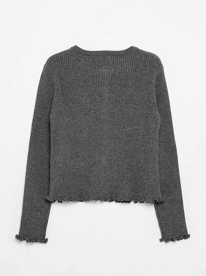 Geribd vest met lange mouwen Grijs - Kiabi