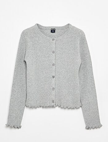Geribd vest met lange mouwen