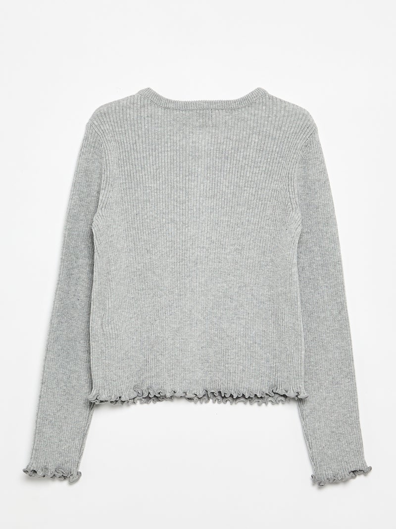 Geribd vest met lange mouwen Grijs - Kiabi