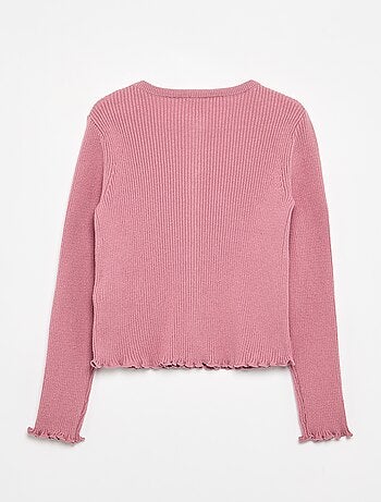 Geribd vest met lange mouwen
