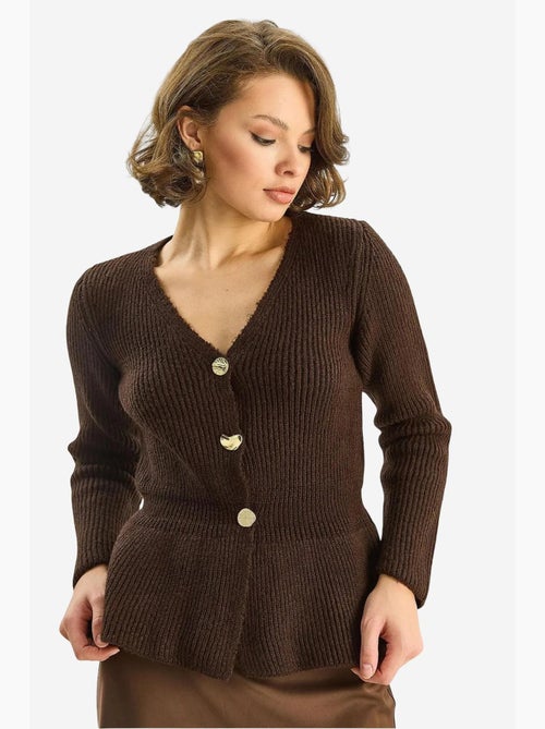 Geribd vest met lange mouwen, v-hals en knopen lucci - Kiabi Geribd vest met lange mouwen, v-hals en knopen lucci - Kiabi