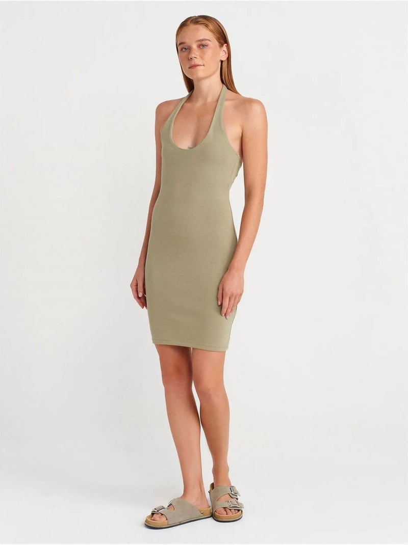Geribde bodycon mini-jurk dilvin Kaki - Kiabi