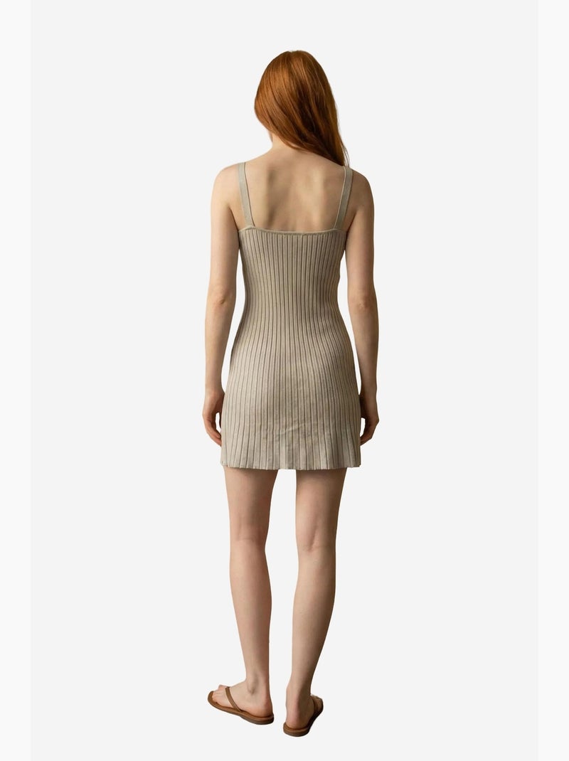 Geribde bodycon mini-jurk met vierkante hals my fashion Grijs - Kiabi