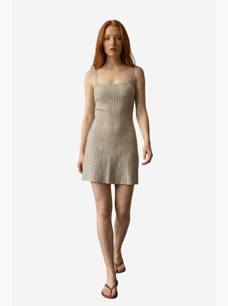 Geribde bodycon mini-jurk met vierkante hals my fashion Grijs - Kiabi