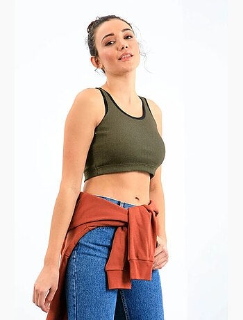 Geribde crop top van katoenmix tommy