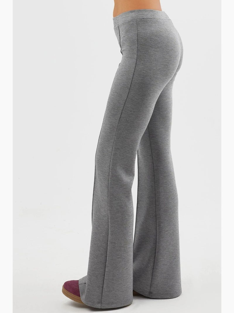 Geribde elastische flared broek busem Donkergrijs - Kiabi