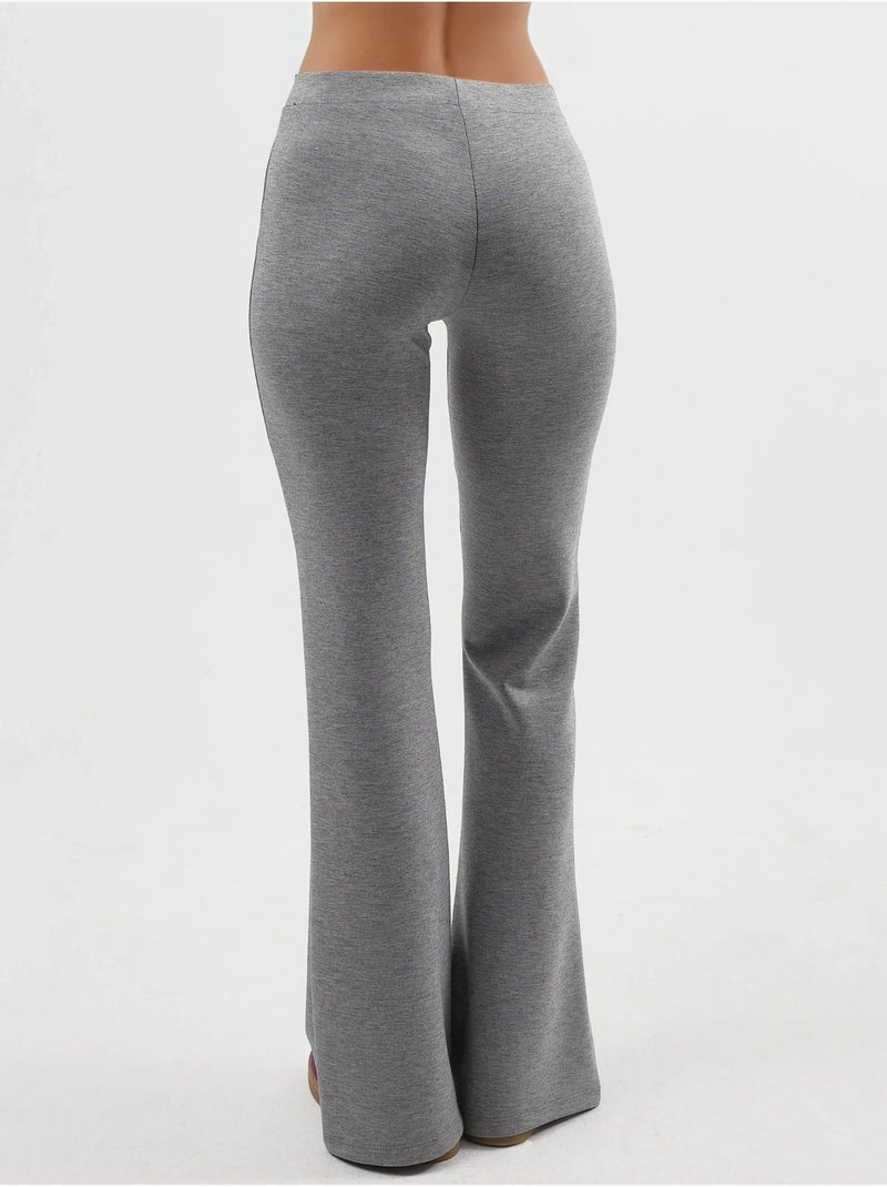 Geribde elastische flared broek busem Donkergrijs - Kiabi