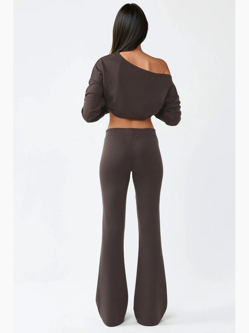 Geribde elastische flared broek busem - Kiabi