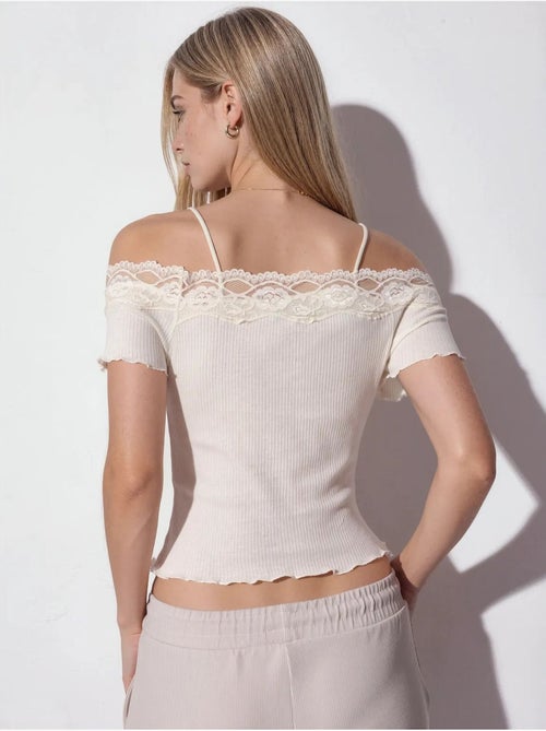 Geribde katoenen cami met vierkante hals busem - Kiabi Geribde katoenen cami met vierkante hals busem - Kiabi