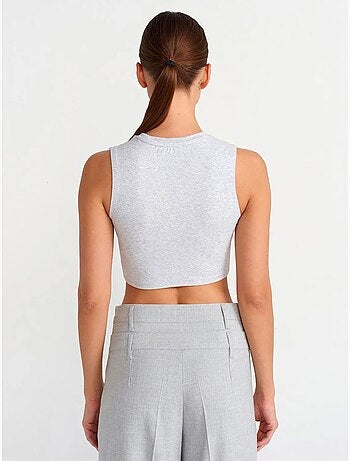 Geribde katoenen crop top dilvin
