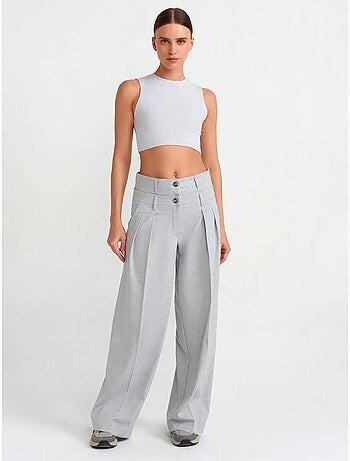 Geribde katoenen crop top dilvin
