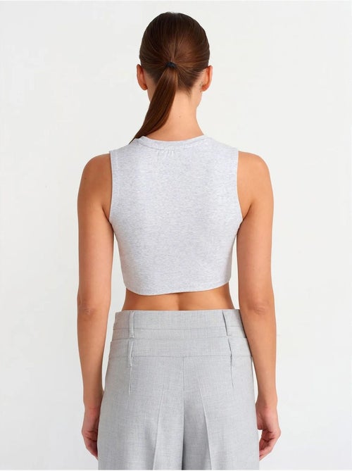 Geribde katoenen crop top dilvin - Kiabi