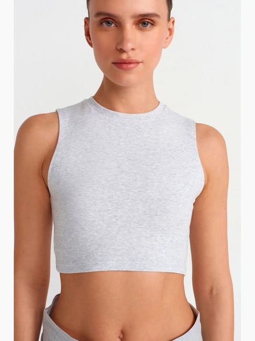 Geribde katoenen crop top dilvin - Kiabi