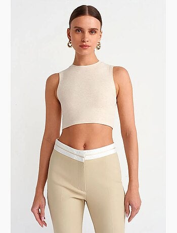 Geribde katoenen crop top dilvin