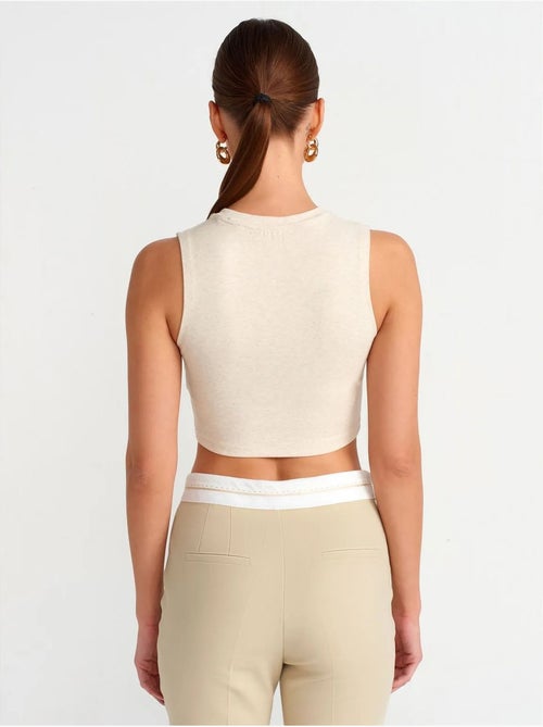 Geribde katoenen crop top dilvin - Kiabi