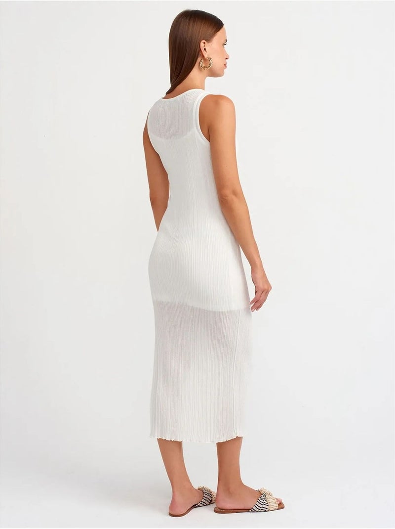 Geribde mouwloze bodycon midi-jurk dilvin Wit - Kiabi