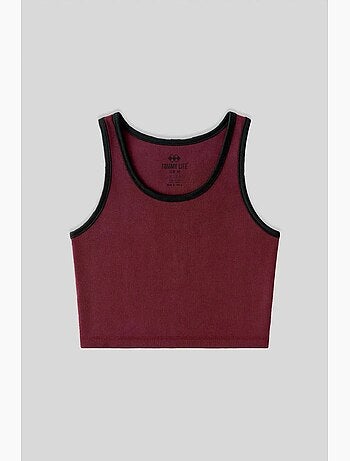 Geribde mouwloze crop top tommy