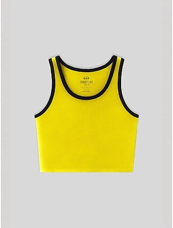 Geribde mouwloze crop top tommy