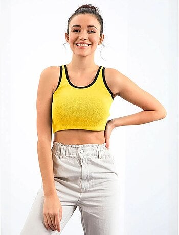Geribde mouwloze crop top tommy
