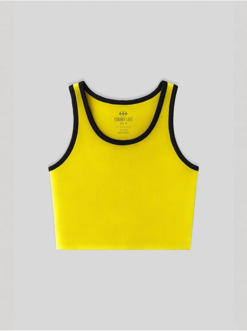 Geribde mouwloze crop top tommy - Kiabi