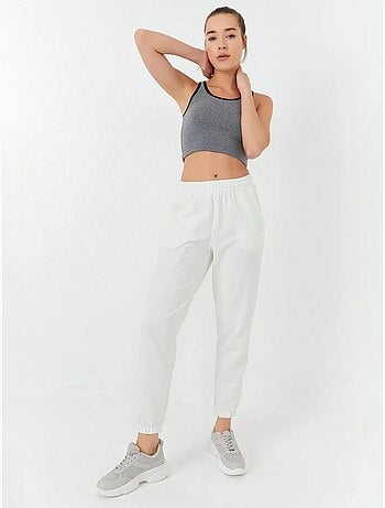 Geribde mouwloze crop top tommy