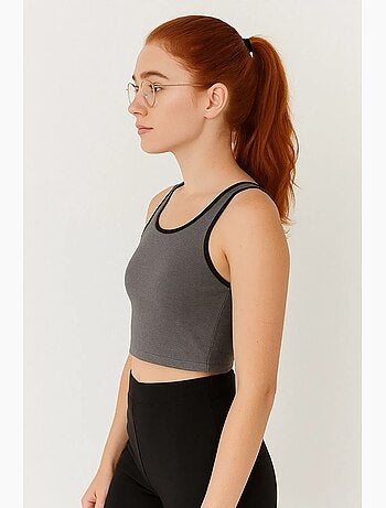 Geribde mouwloze crop top tommy
