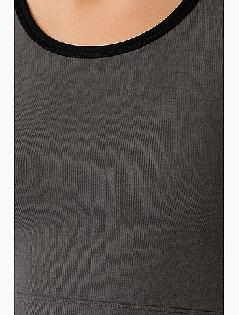 Geribde mouwloze crop top tommy