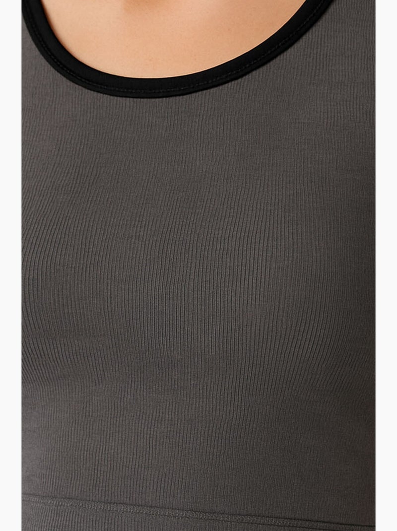 Geribde mouwloze crop top tommy Lichtgrijs - Kiabi