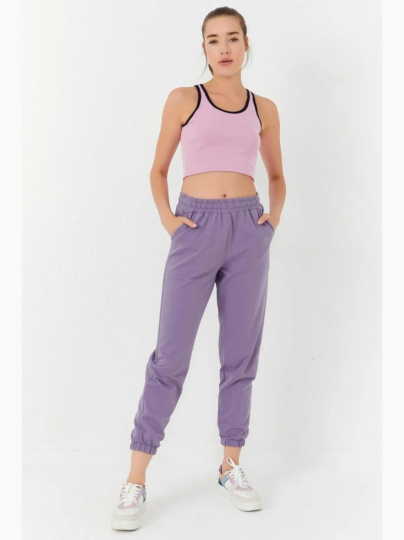 Geribde mouwloze crop top tommy Lichtroze - Kiabi