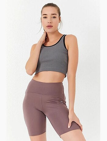 Geribde mouwloze crop top tommy