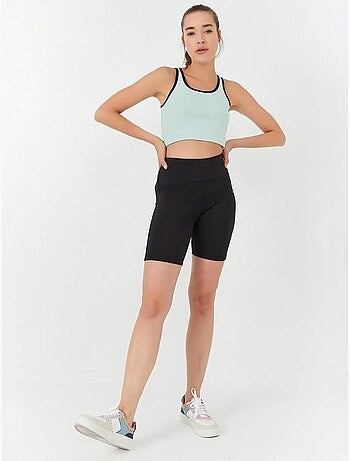 Geribde mouwloze crop top tommy