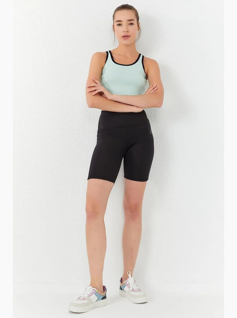 Geribde mouwloze crop top tommy Muntgroen - Kiabi