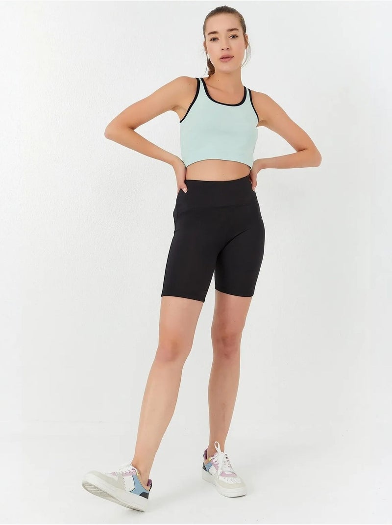Geribde mouwloze crop top tommy Muntgroen - Kiabi