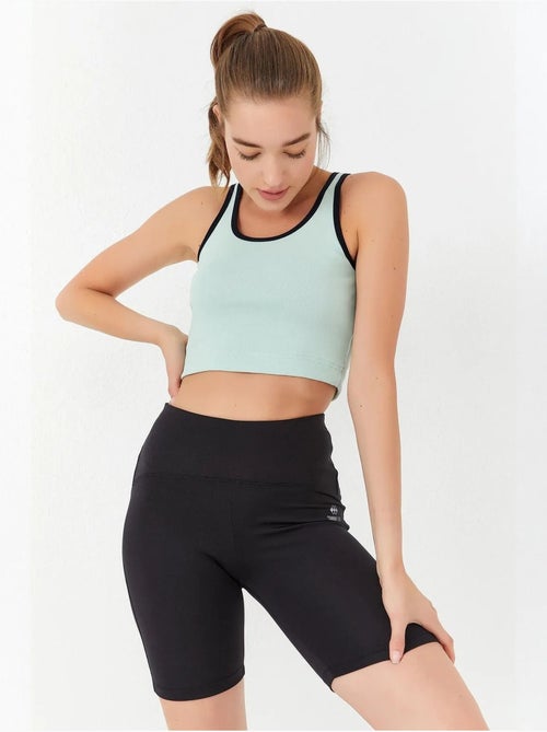 Geribde mouwloze crop top tommy - Kiabi
