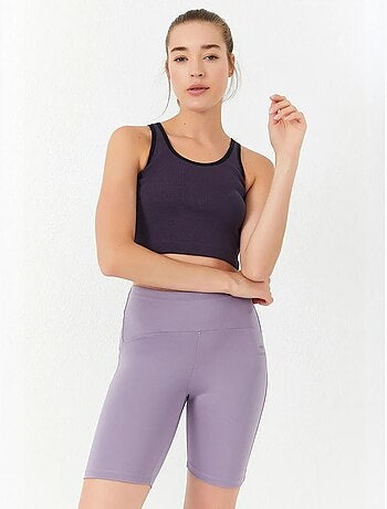 Geribde mouwloze crop top tommy