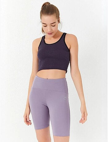 Geribde mouwloze crop top tommy