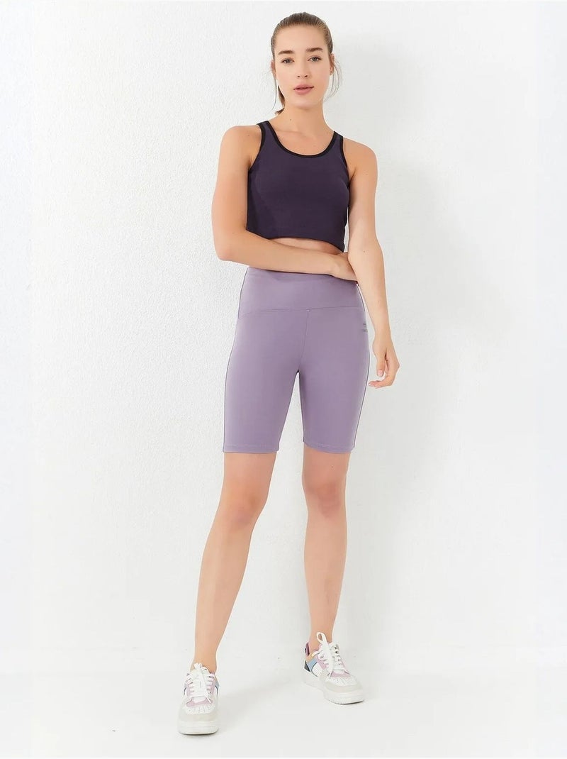 Geribde mouwloze crop top tommy Paars - Kiabi