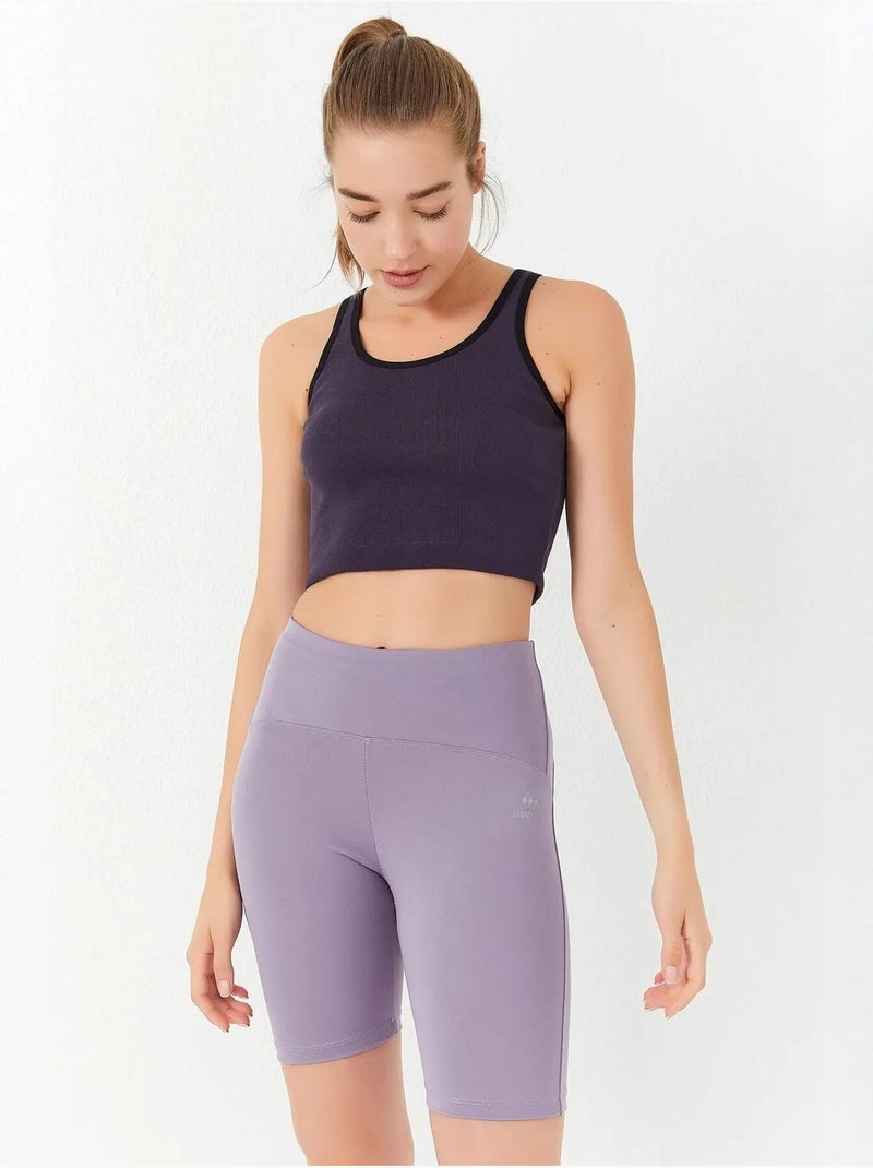 Geribde mouwloze crop top tommy Paars - Kiabi