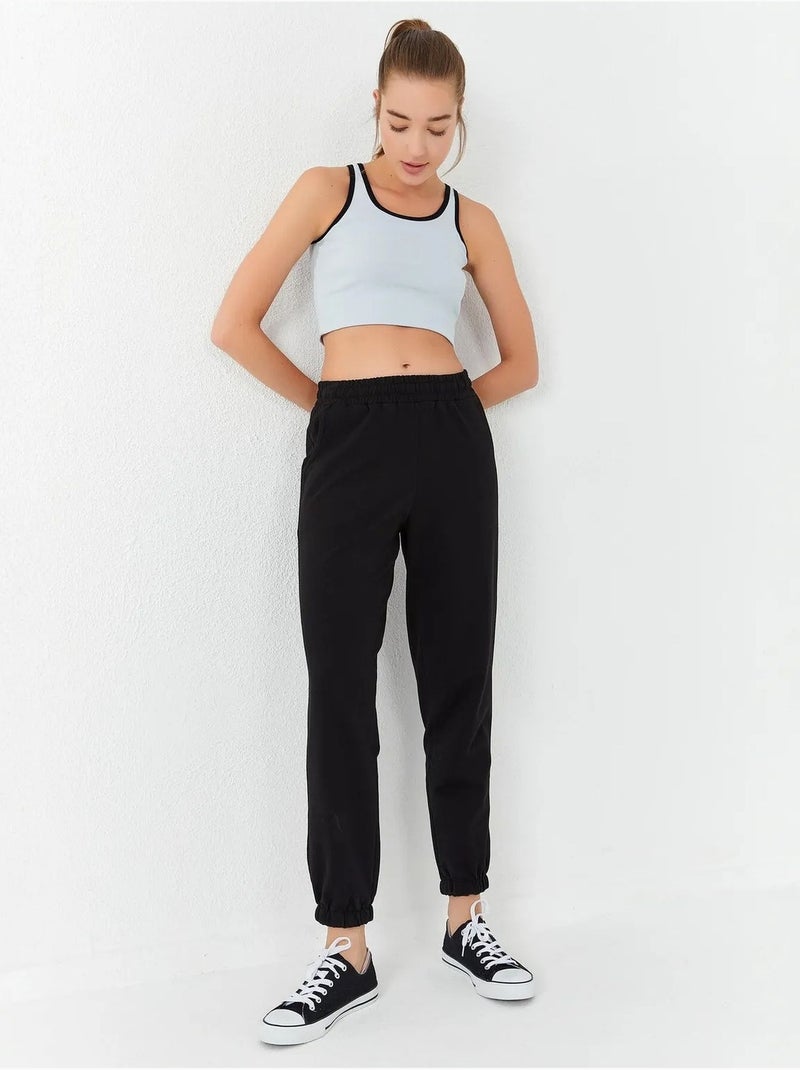 Geribde mouwloze crop top tommy Pastelblauw - Kiabi