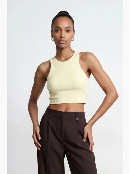Geribde mouwloze cropblouse dilvin - Kiabi Geribde mouwloze cropblouse dilvin - Kiabi