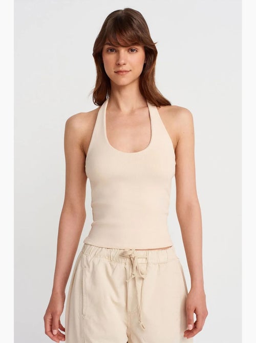 Geribde mouwloze halterblouse dilvin - Kiabi