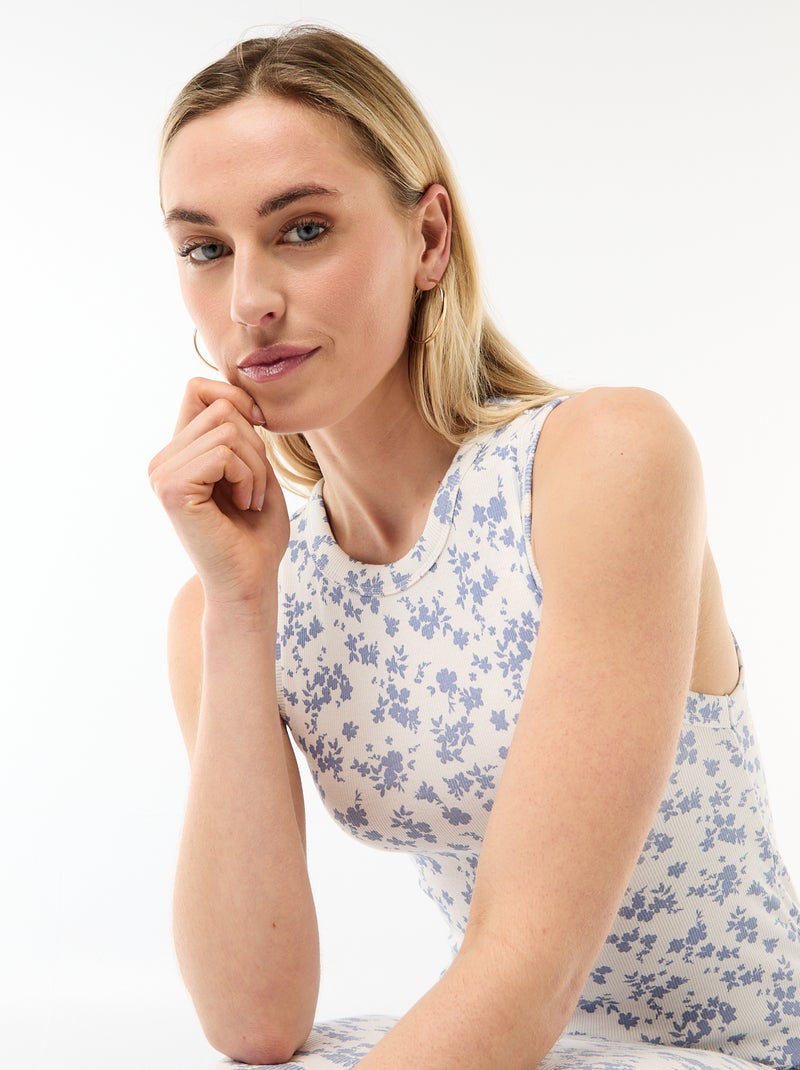 Geribde mouwloze midi-jurk Biege - Kiabi