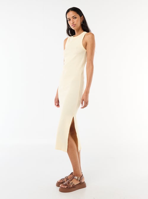 Geribde mouwloze midi-jurk - Kiabi