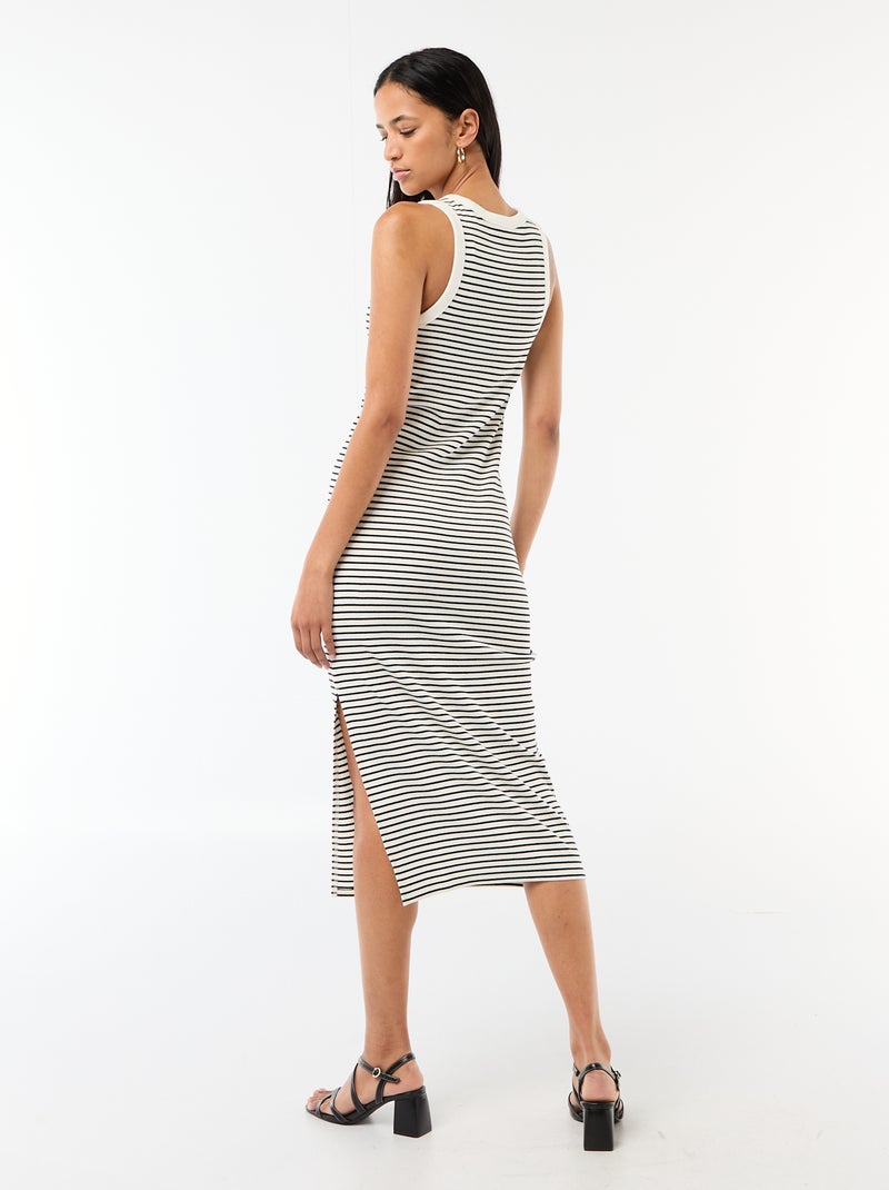 Geribde mouwloze midi-jurk Wit - Kiabi