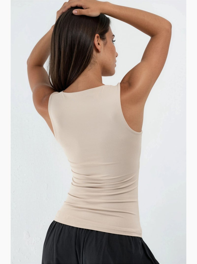Geribde nauwsluitende camitop hiccup Klei-beige - Kiabi