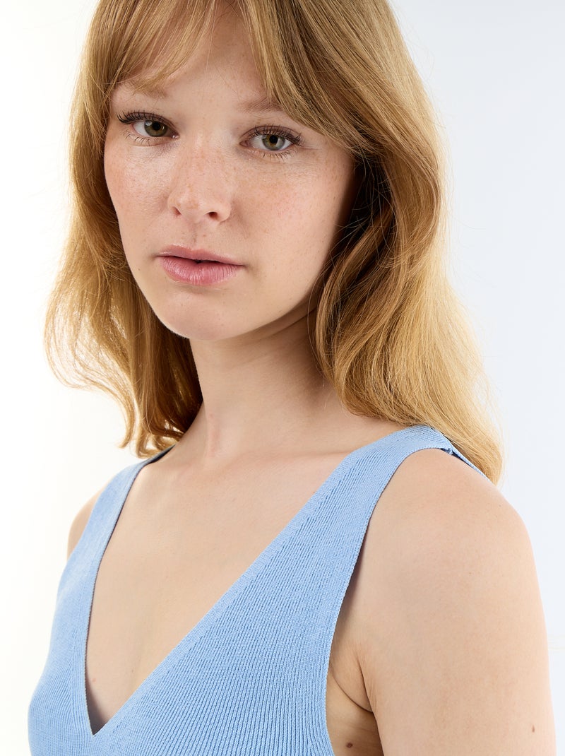 Geribde peplumtop Blauw - Kiabi
